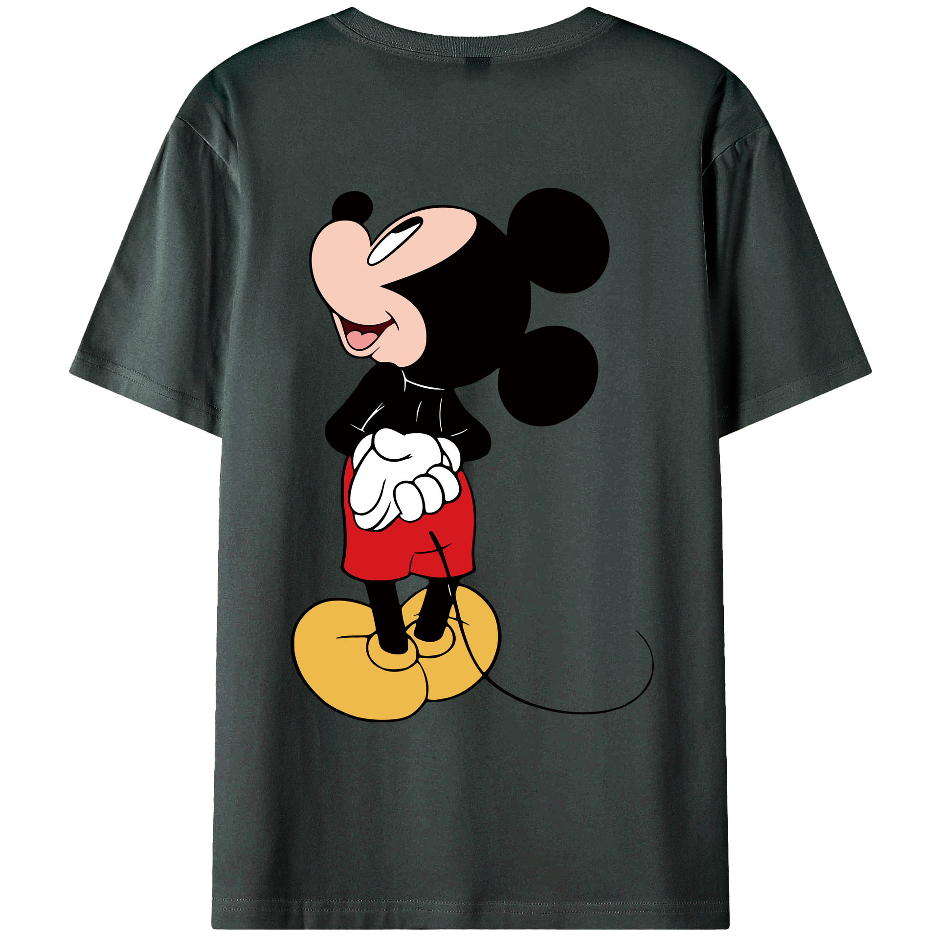 ミッキーマウス Mickey Mouse 綿100％ メンズ半袖Tシャツ（バックプリント） 通気性